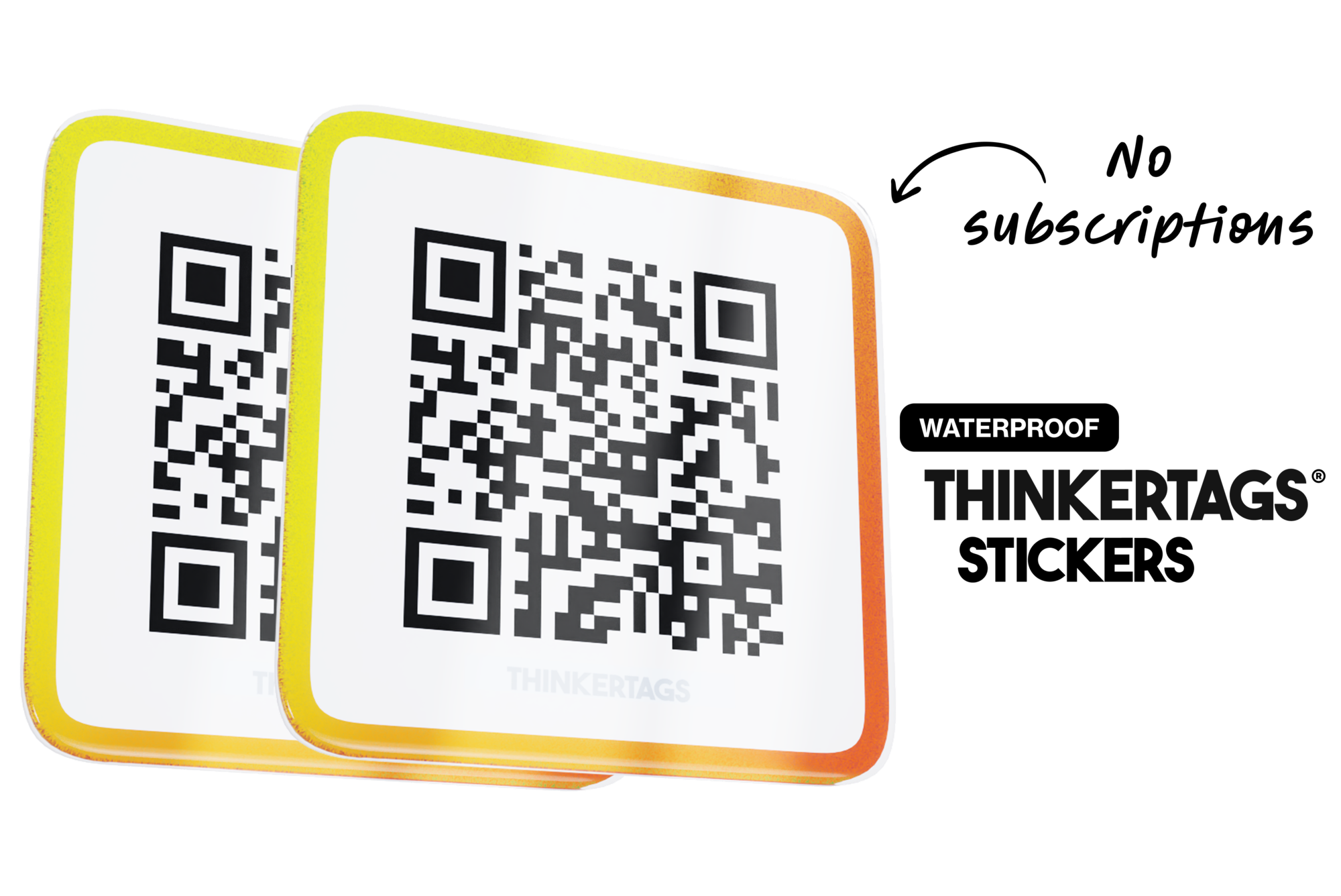 Dynamic QR code stickers from Thinkertags no subscriptions